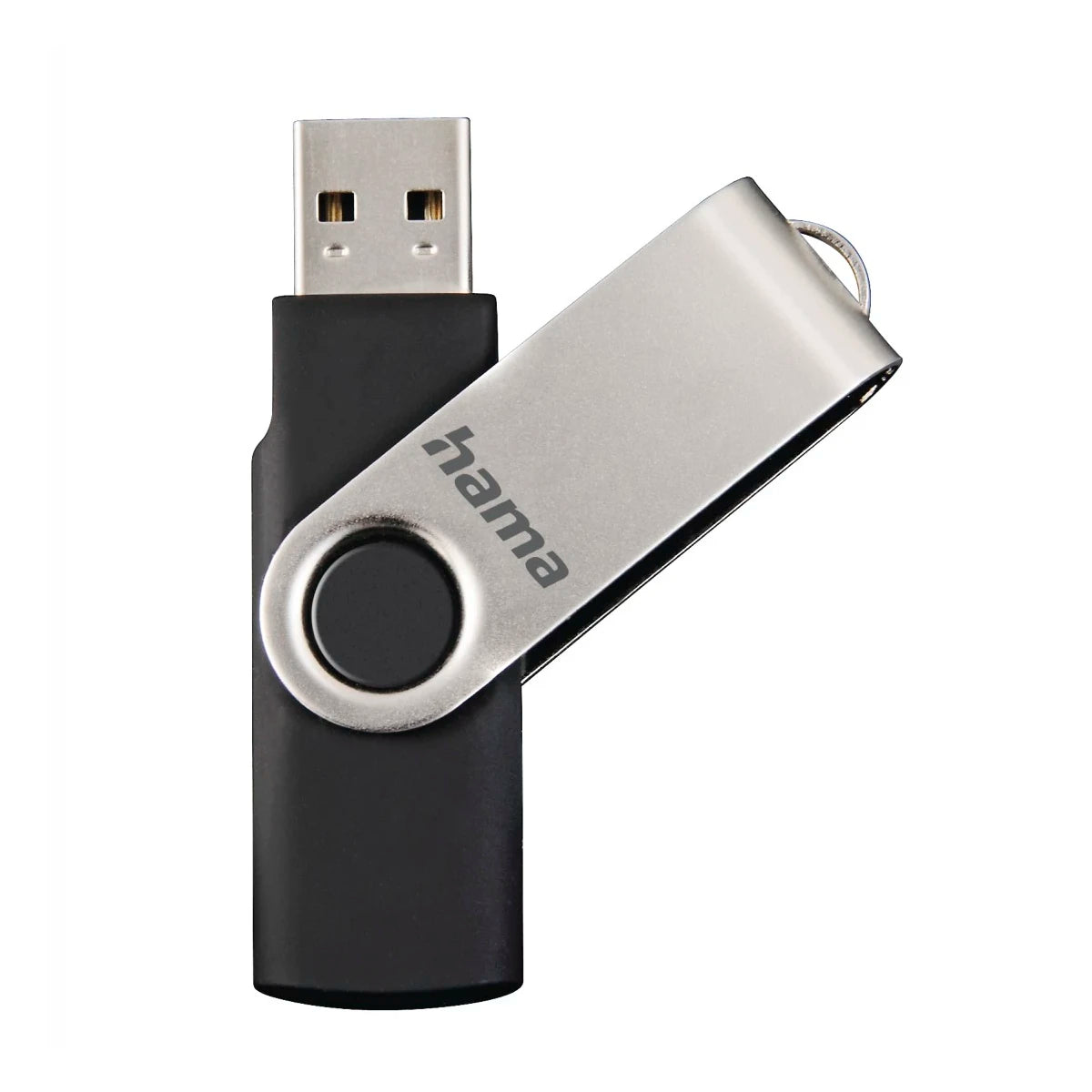 Hama Rotate 64GB USB Flash Drive, Rotating Cap, Black Silver
