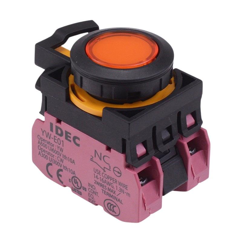 CW1L-A1E02Q3A Amber 12V illuminated Maintained Push Button Switch 2NC IP65 IDEC
