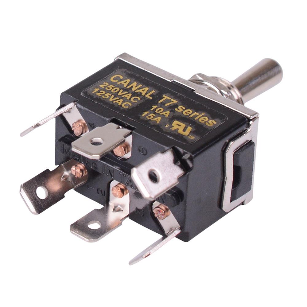 T7A27A3B2H5R (On)-Off-(On) Momentary 12mm Toggle Switch DPDT 10A 250VAC