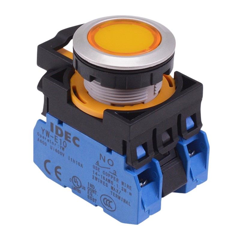 CW4L-A1E20Q3Y Yellow 12V illuminated Maintained Push Button Switch 2NO IP65 IDEC