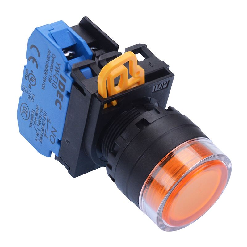 YW1L-MF2E10Q4A Amber 24V illuminated 22mm Momentary Shrouded Push Button Switch NO IP65 IDEC