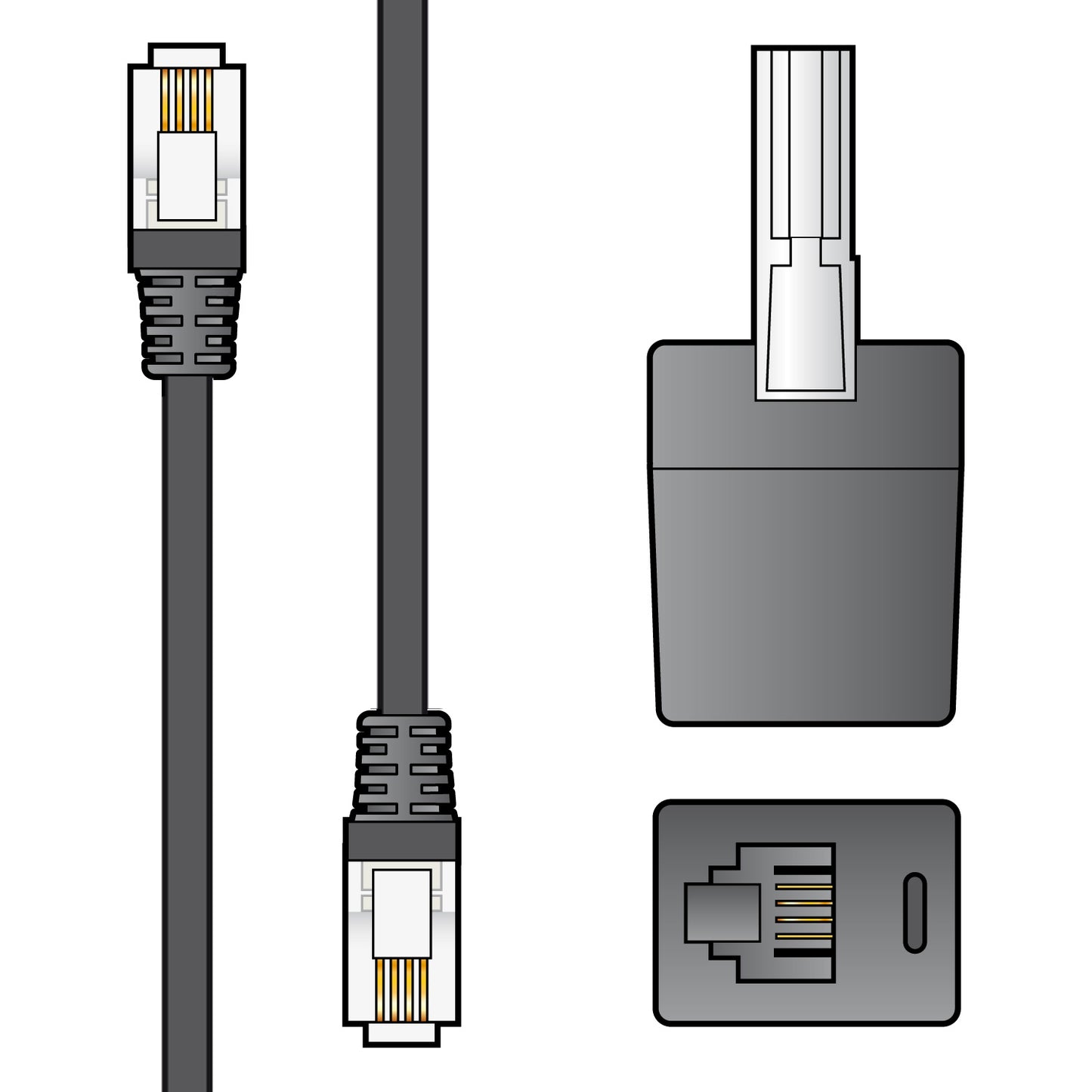 AV:Link Telephone Cable, RJ11 Male to RJ11 Male with BT Adapter
