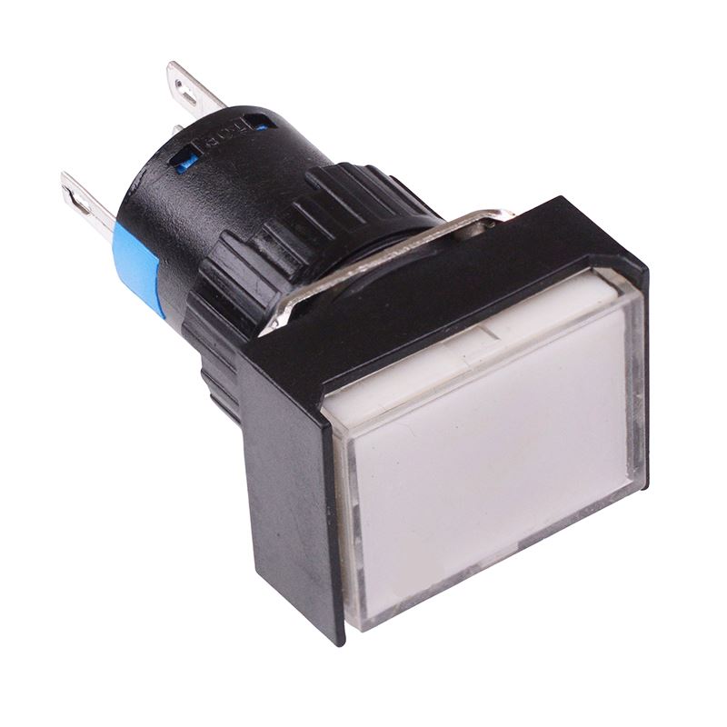 White Rectangle Momentary 16mm Push Button Switch NO/NC 230V