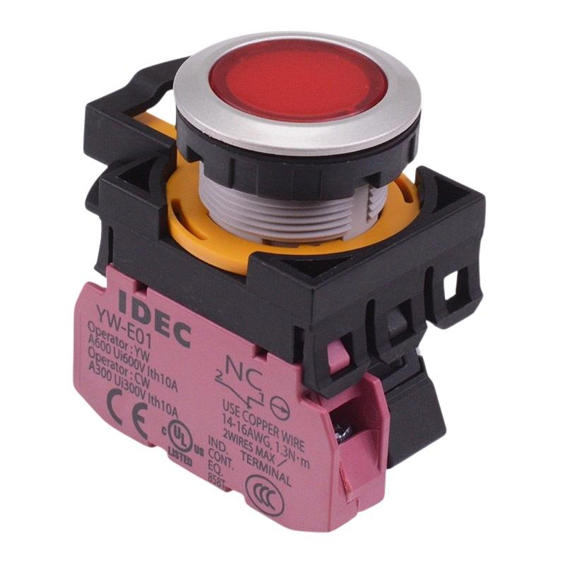 CW4L-A1E10Q4R Red 24V illuminated Maintained Push Button Switch 1NO IP65 IDEC