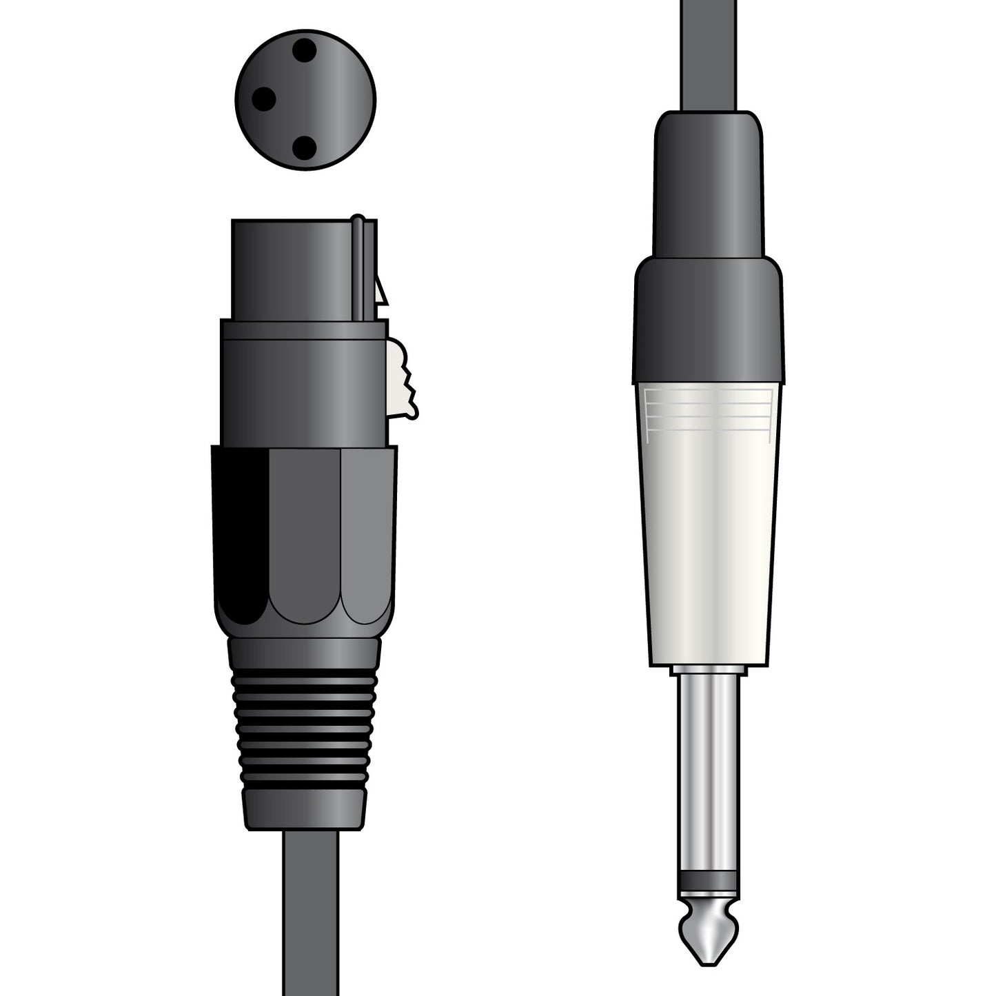 Citronic XLR Female to 6.3mm Mono Jack Microphone Audio Lead 1.5m