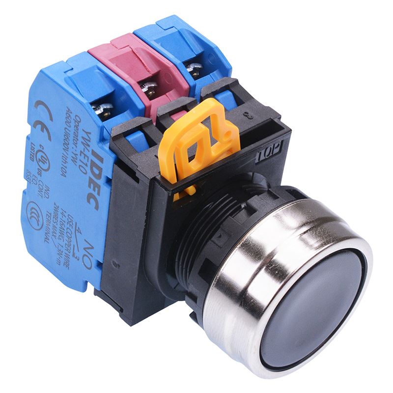 YW4B-M1E21B Black 22mm Metal Bezel Momentary Push Button Switch 2NO-1NC IP65 IDEC