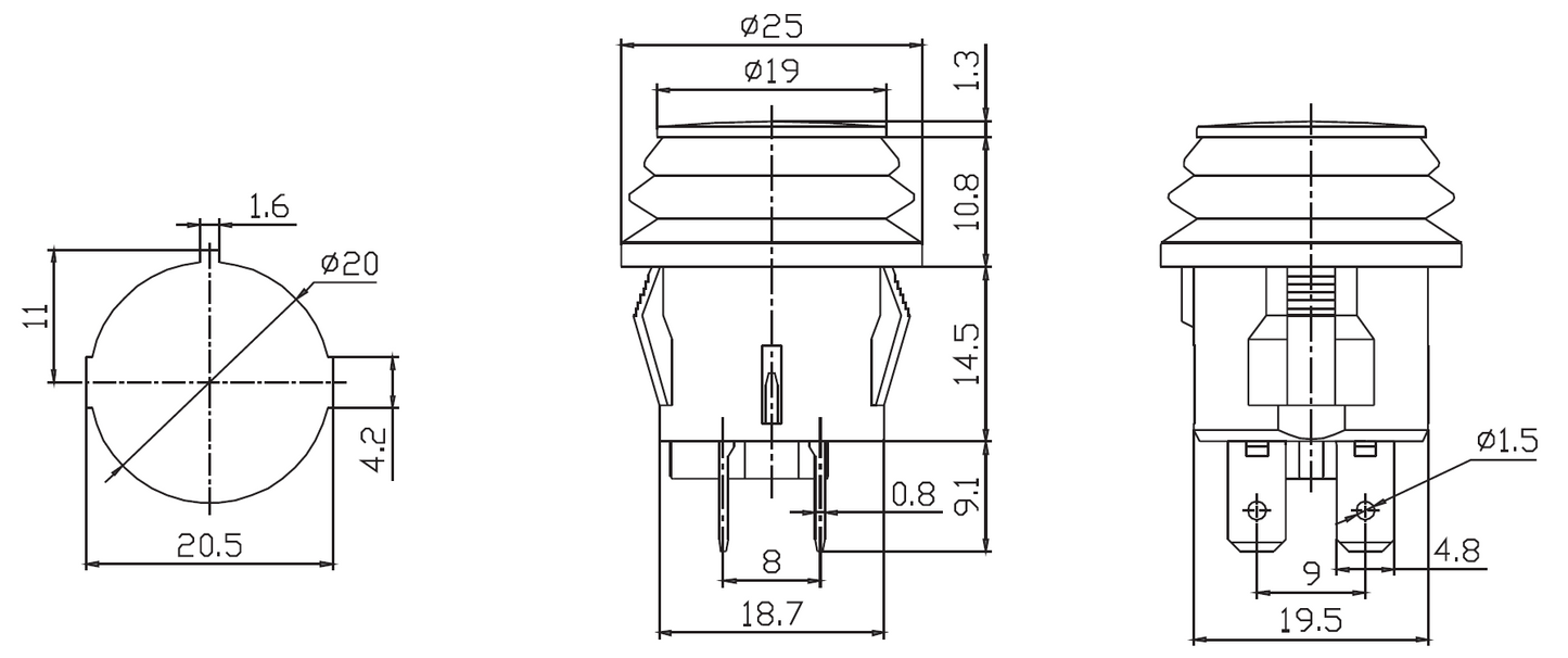 Green On-Off 12V illuminated Push Button Switch 20A