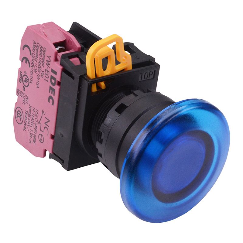 YW1L-M4E01Q4S Blue 24V illuminated 22mm Mushroom Momentary Push Button Switch NC IP65 IDEC