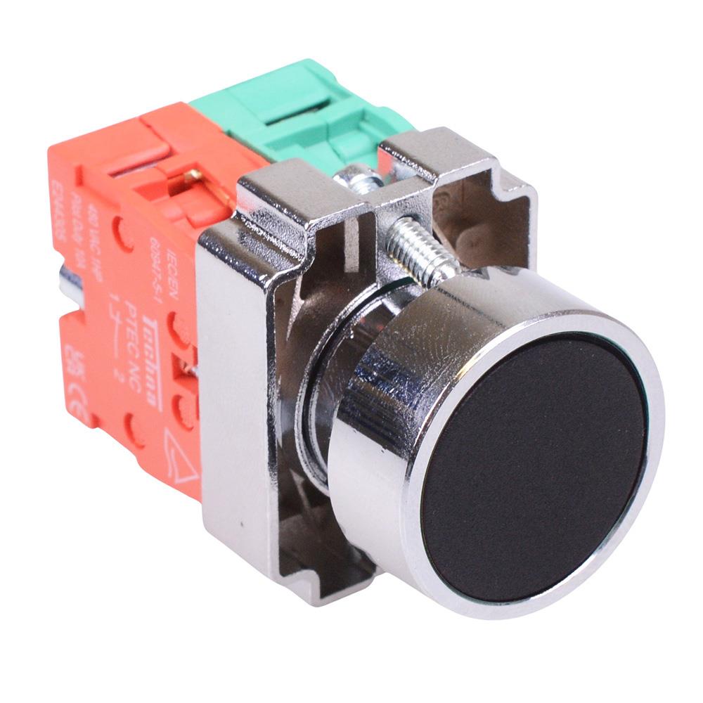 Techna PtecMetPNBlack Black Flush Push Button Switch Metal 10A 1NO-1NC