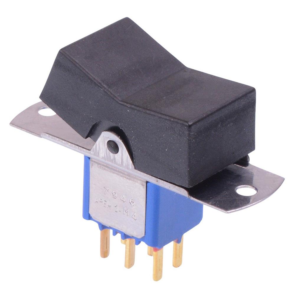 7946ZCD Black On-On Panel Mount PCB Rocker Switch DPDT 0.4A 20V