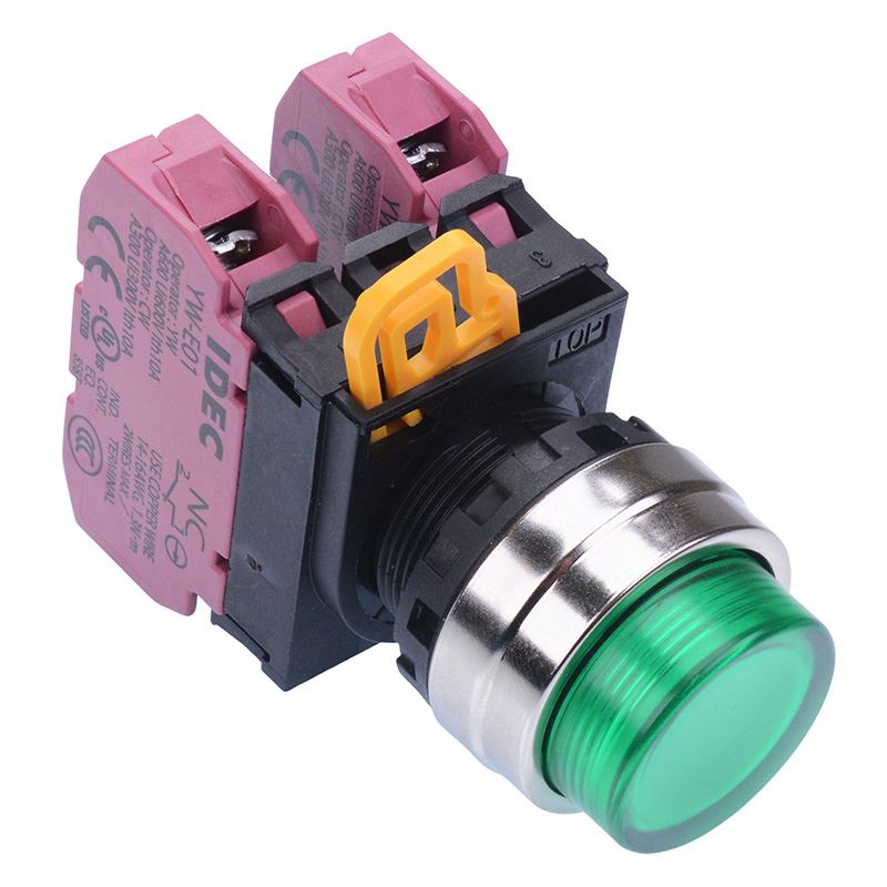 YW4L-M2E02Q0G Green 22mm Metal Bezel Momentary Push Button Switch 2NC IP65 IDEC