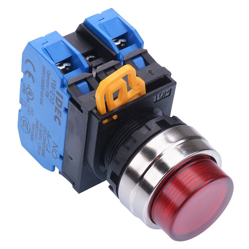 YW4L-M2E20Q4R Red 24V illuminated 22mm Metal Bezel Momentary Push Button Switch 2NO IP65 IDEC