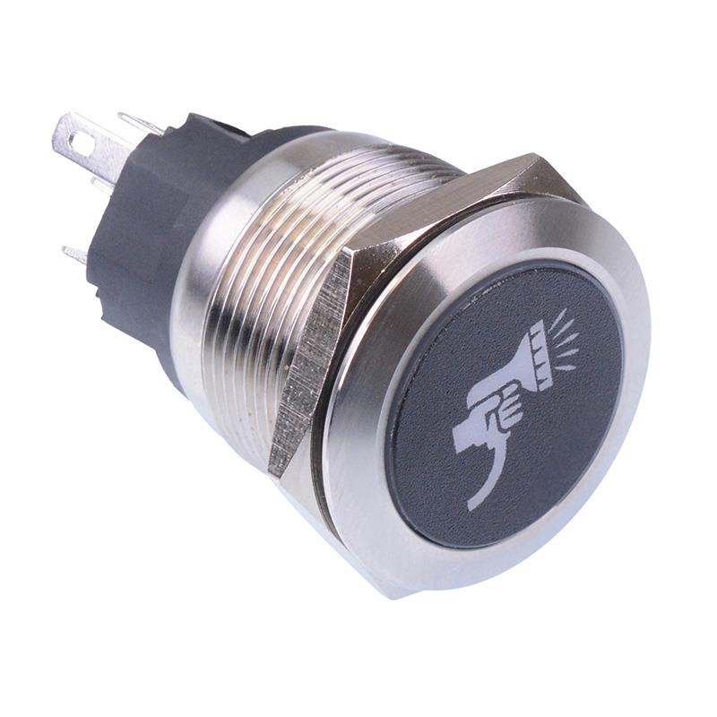 Wash Down' Blue LED Latching 22mm Vandal Push Button Switch SPDT 12V