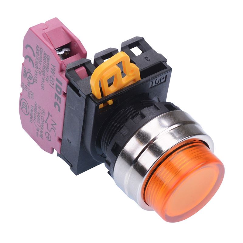 YW4L-A2E01Q0A Amber 22mm Metal Bezel Maintained Push Button Switch NC IP65 IDEC