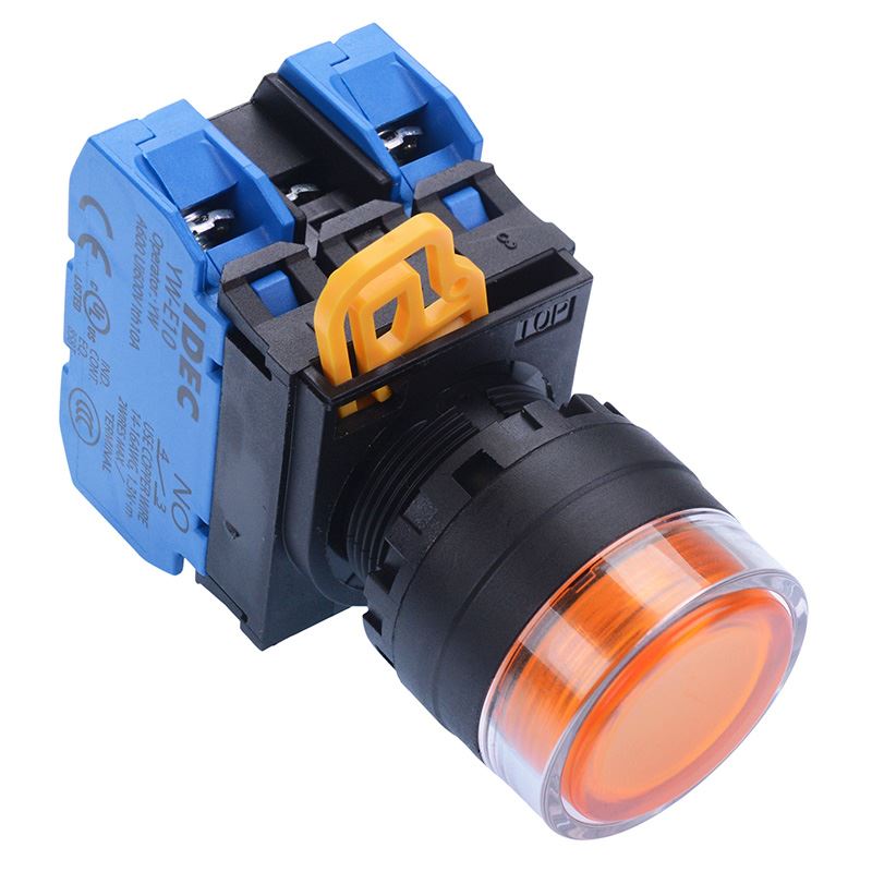 YW1L-MF2E20Q3A Amber 12V illuminated 22mm Momentary Shrouded Push Button Switch 2NO IP65 IDEC