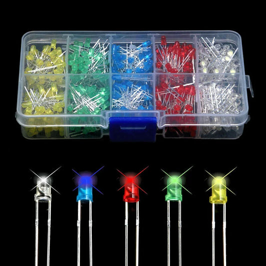 3mm Led Diode Mixed 5 Colour x 100 each -500pcs