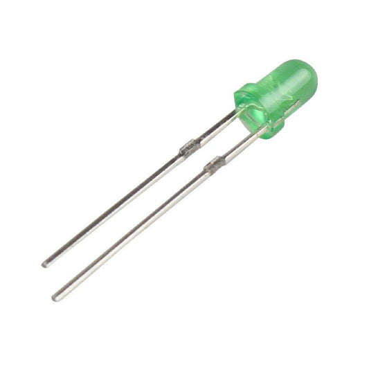 3mm Green LED 30mA 100mW, 2 Pack