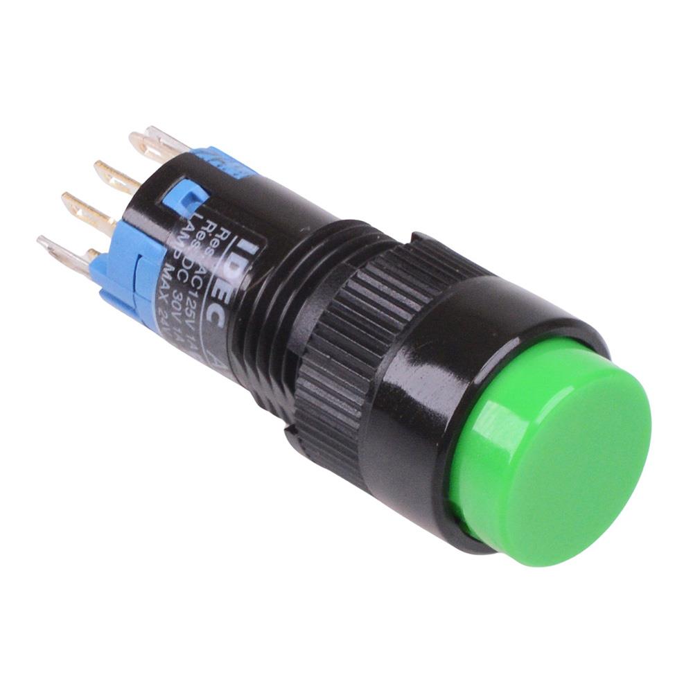 AB2M-A2PG Green 12mm Latching Round Push Button Switch IP65 DPDT