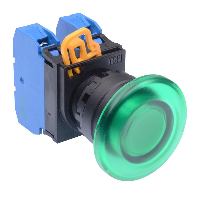 YW1L-A4E20Q0G Green 22mm Mushroom Maintained Push Button Switch 2NO IP65 IDEC