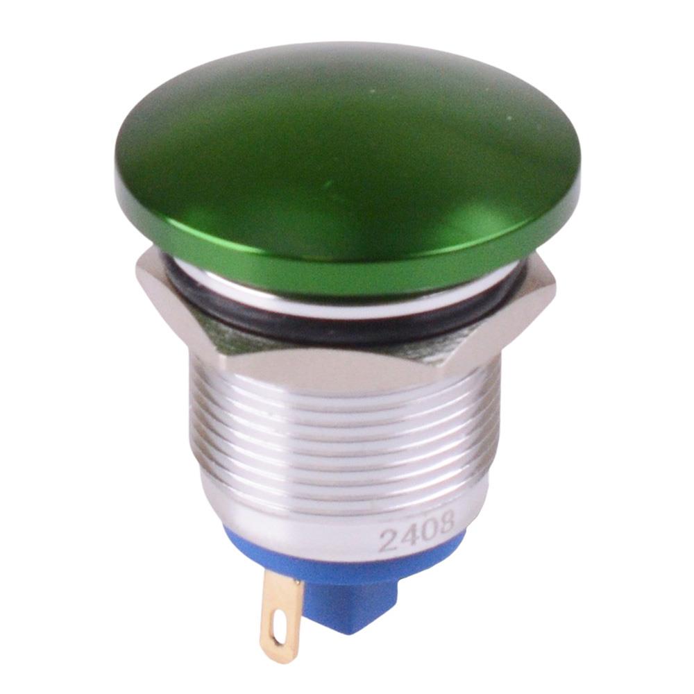 Green Mushroom Momentary 19mm Metal Push Button Switch IP65 NO