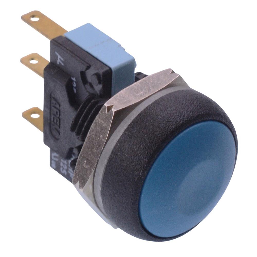 IRR7Z212 APEM Blue Round 16mm Momentary Push Button Switch SPDT 5A IP67