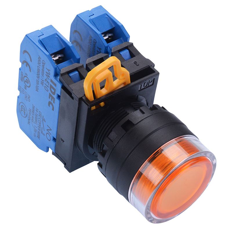 YW1L-MF2E20Q0A Amber 22mm Momentary Shrouded Push Button Switch 2NO IP65 IDEC