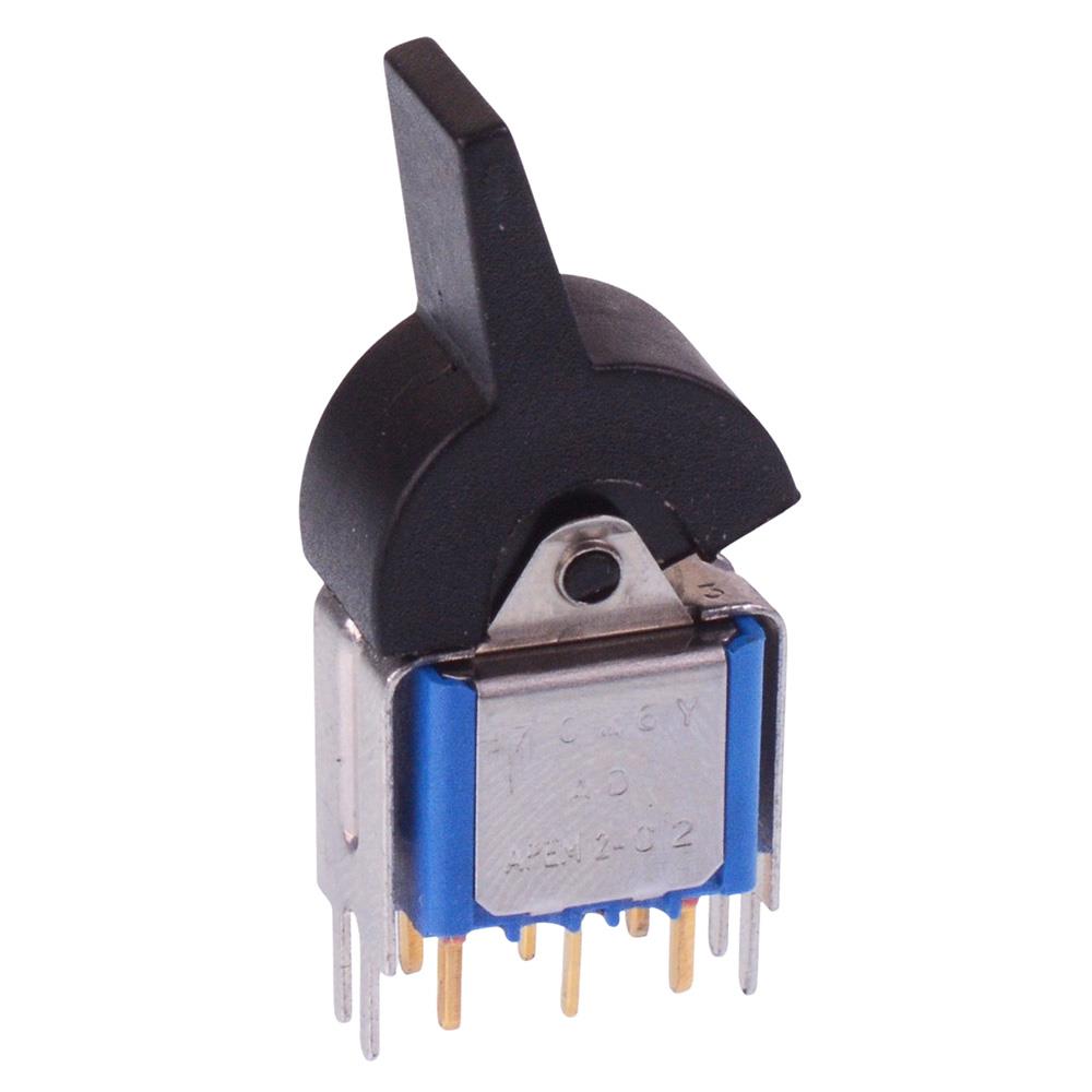 7046YADB Black Paddle On-On PCB Rocker Switch DPDT 4A 30VDC