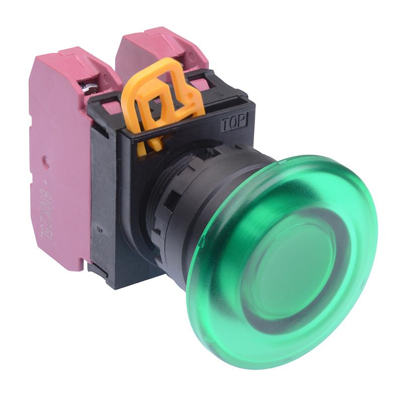 YW1L-A4E02Q0G Green 22mm Mushroom Maintained Push Button Switch 2NC IP65 IDEC