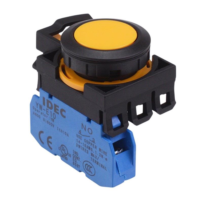 CW1B-A1E10Y Yellow Maintained Push Button Switch 1NO IP65 IDEC