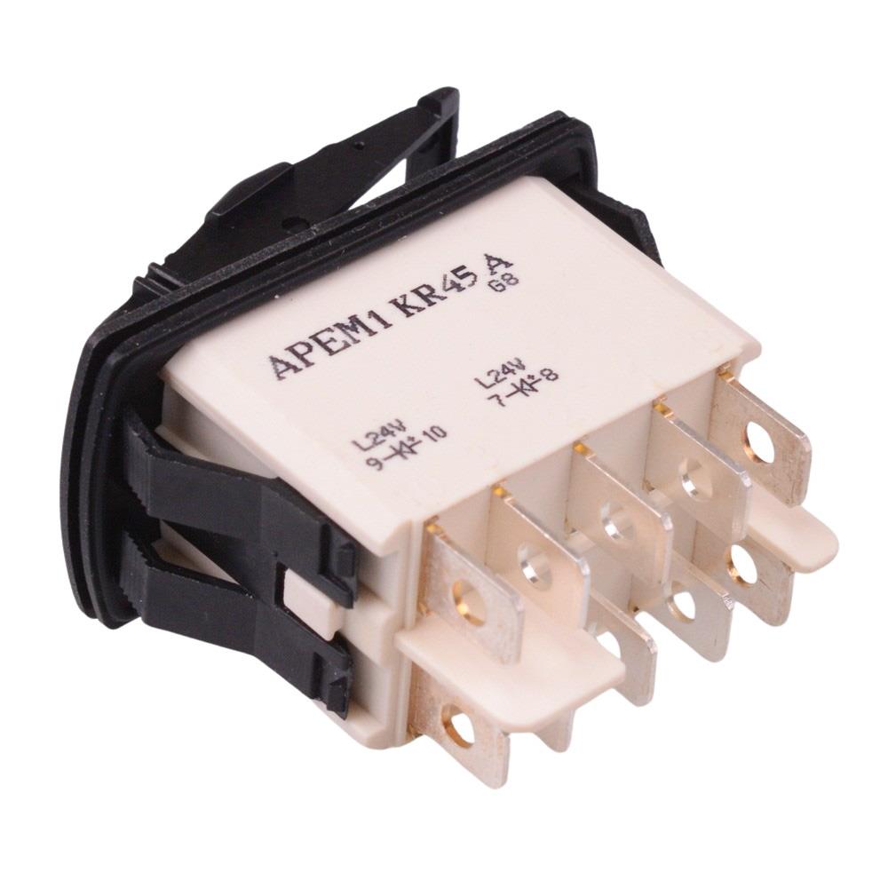 KR45CAKLLG On-(On) Auto Rocker Switch Yellow 24V illuminated DPDT IP68