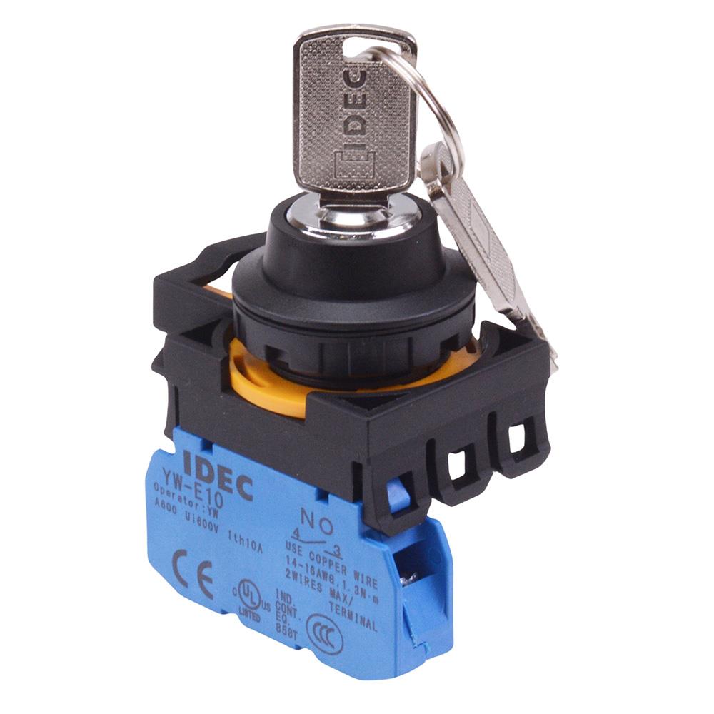 CW1K-2AE10 2 Position Maintained Key Switch 1NO IP65 IDEC