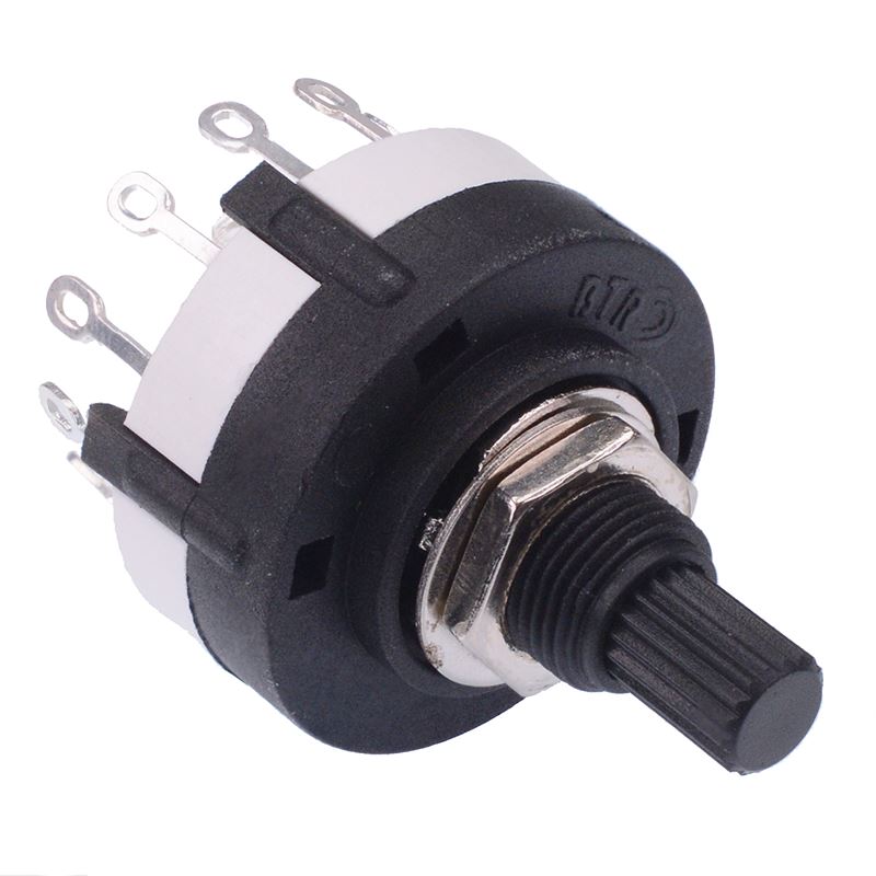 1 Pole 8 Way Rotary Switch Splined Shaft Solder Terminals