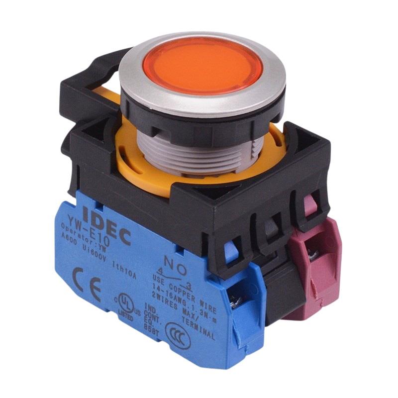 CW4L-A1E11Q4A Amber 24V illuminated Maintained Push Button Switch 1NO-1NC IP65 IDEC
