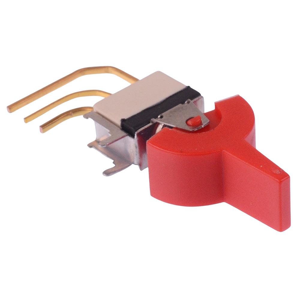 SWW237CD6X653 APEM Red Paddle (On)-Off-(On) Momentary Washable PCB Miniature Toggle Switch SPDT 0.4A 20V