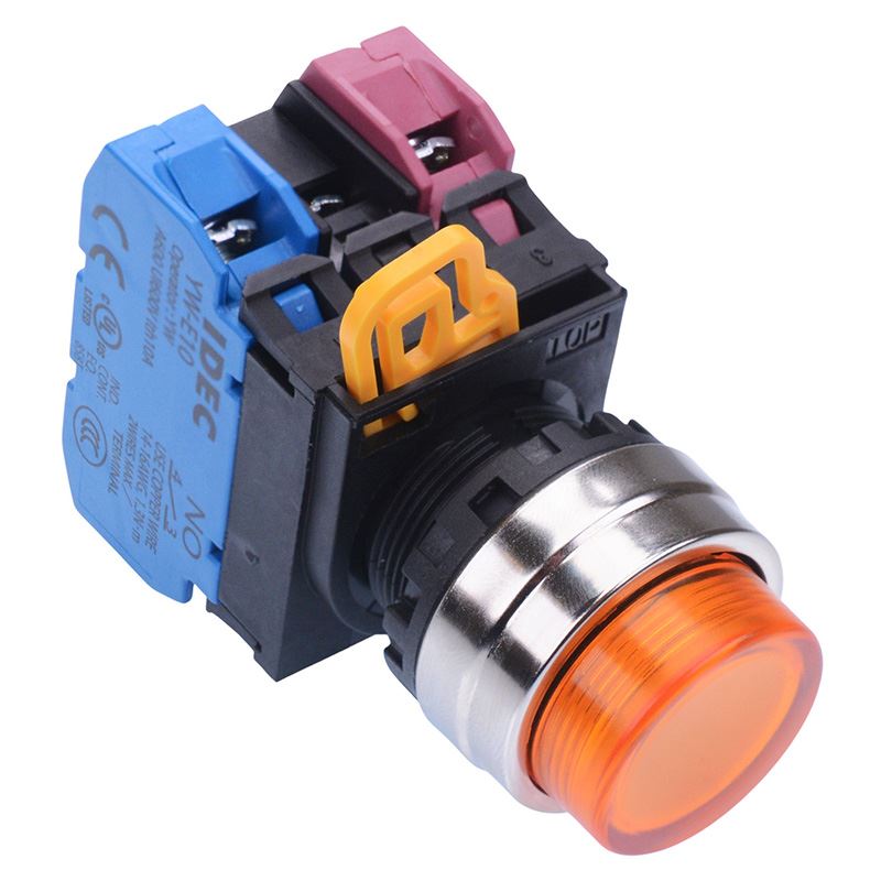 YW4L-M2E11Q4A Amber 24V illuminated 22mm Metal Bezel Momentary Push Button Switch 1NO-1NC IP65 IDEC