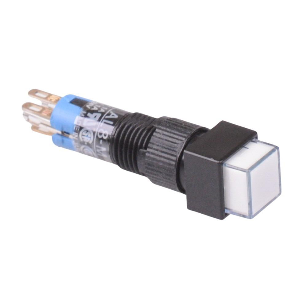AL8Q-M11W White 8mm illuminated Momentary Square Push Button Switch SPDT