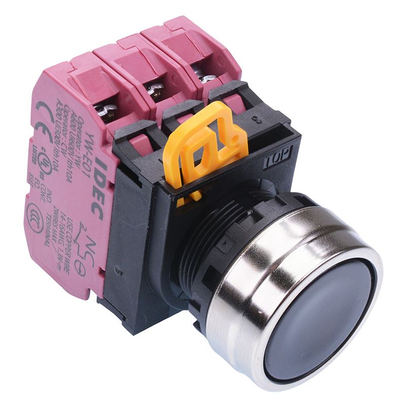 YW4B-M1E03B Black 22mm Metal Bezel Momentary Push Button Switch 3NC IP65 IDEC
