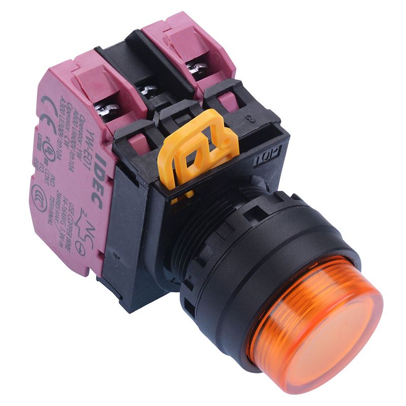 YW1L-A2E02Q4A Amber 24V illuminated 22mm Maintained Push Button Switch 2NC IP65 IDEC