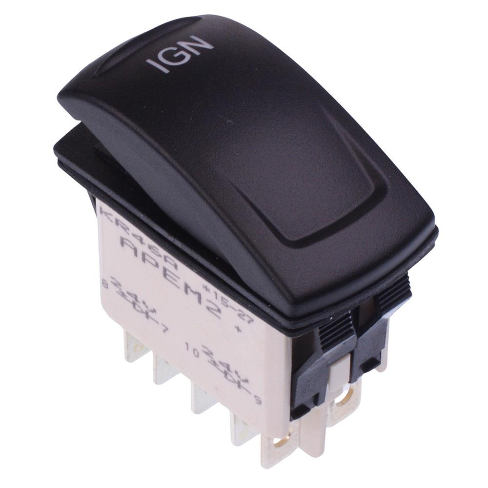 KR46CAKJJG22ND5XXXX APEM IGN On-On Red LED 24V Automotive Rocker Switch DPDT IP68