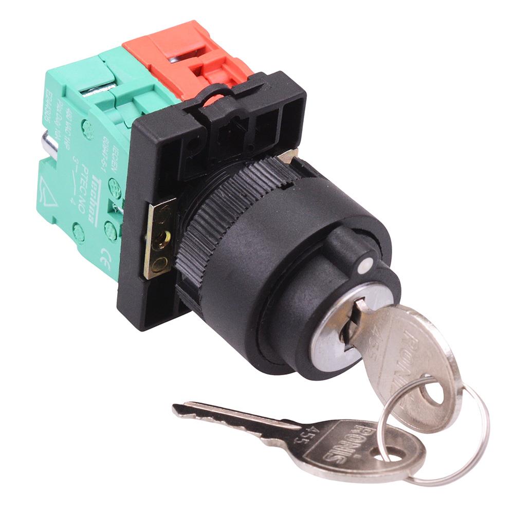 Techna PtecK3MRA 3 Position Momentary Plastic Key Switch 10A 1NO-1NC