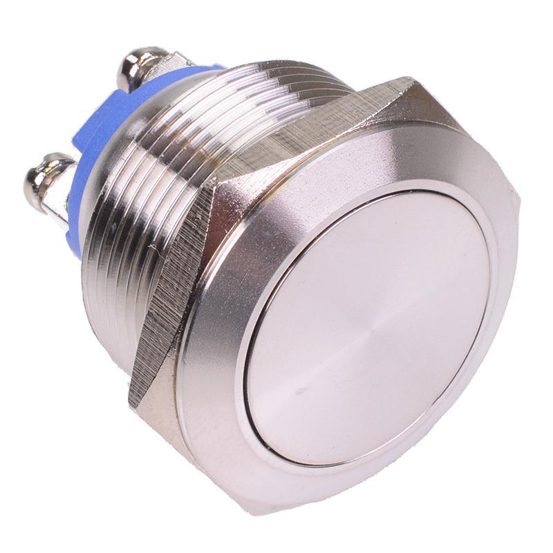 Off-(On) 22mm Stainless Steel Vandal Resistant Push Button Switch 2A SPST Screw