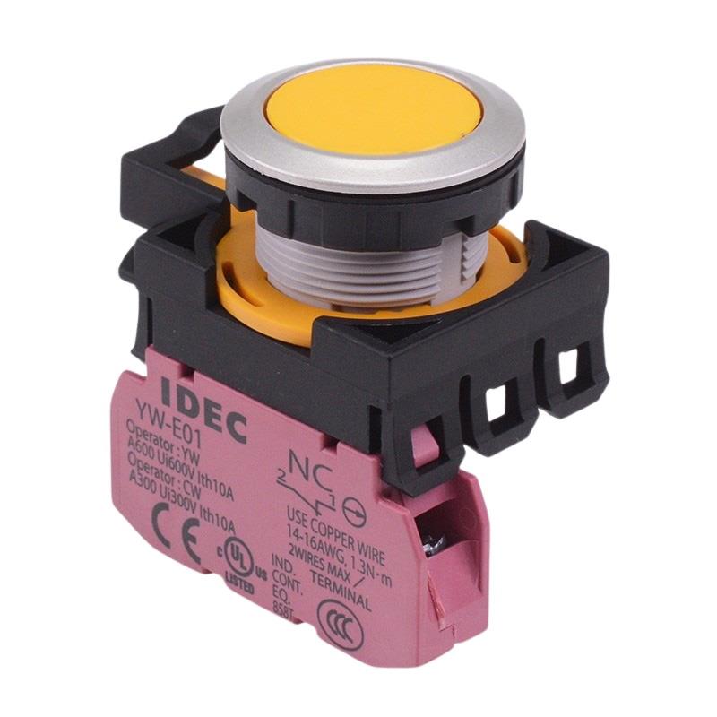 CW4B-A1E01Y Yellow Metallic Maintained Push Button Switch 1NC IP65 IDEC