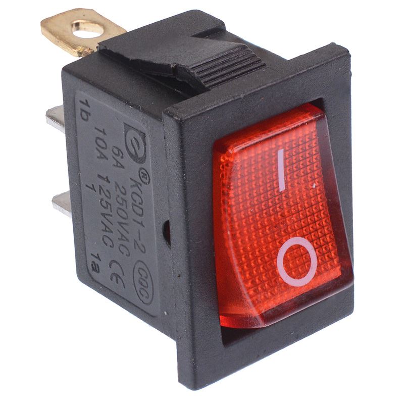 Red illuminated On-Off Rectangle Rocker Switch 12V SPST
