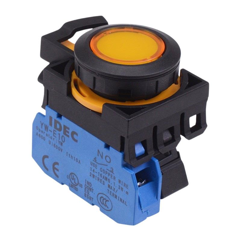 CW1L-M1E10Q3Y Yellow 12V illuminated Momentary Push Button Switch 1NO IP65 IDEC