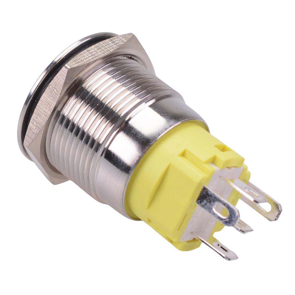 Red LED 24V On-(On) Momentary 19mm Vandal Push Button Switch SPDT