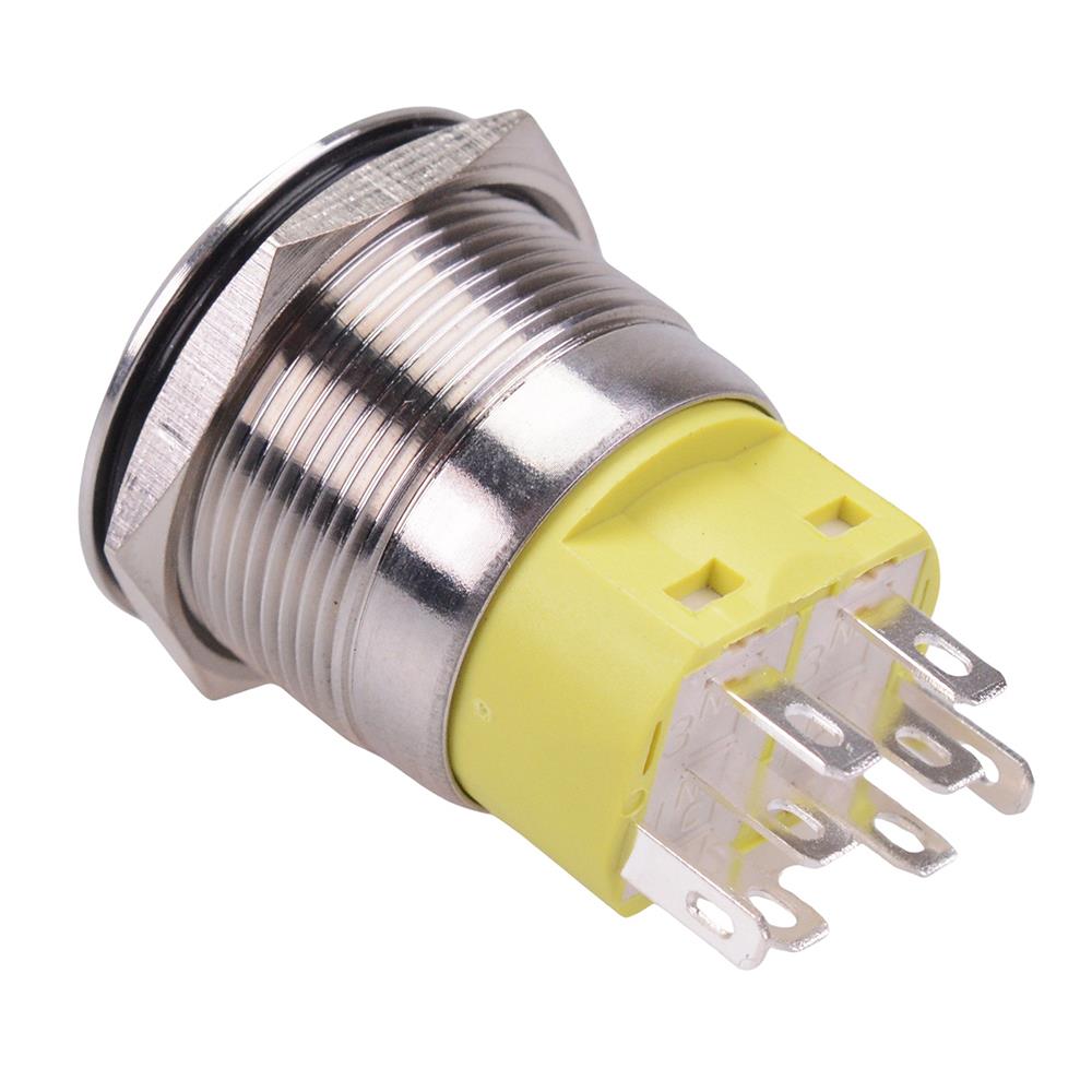 White LED On-On Latching 22mm Vandal Push Button Switch DPDT
