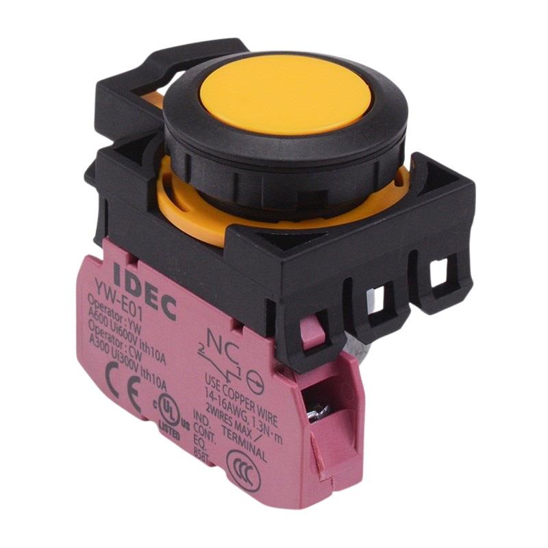 CW1B-A1E01Y Yellow Maintained Push Button Switch 1NC IP65 IDEC