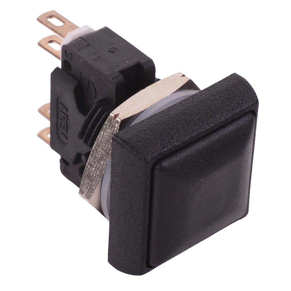 IRC8Z222 APEM Black Square 16mm Momentary Push Button Switch DPDT 5A IP67