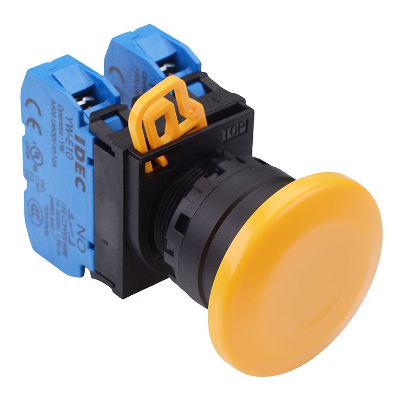 YW1B-M4E20Y Yellow 22mm Mushroom Momentary Push Button Switch 2NO IP65 IDEC