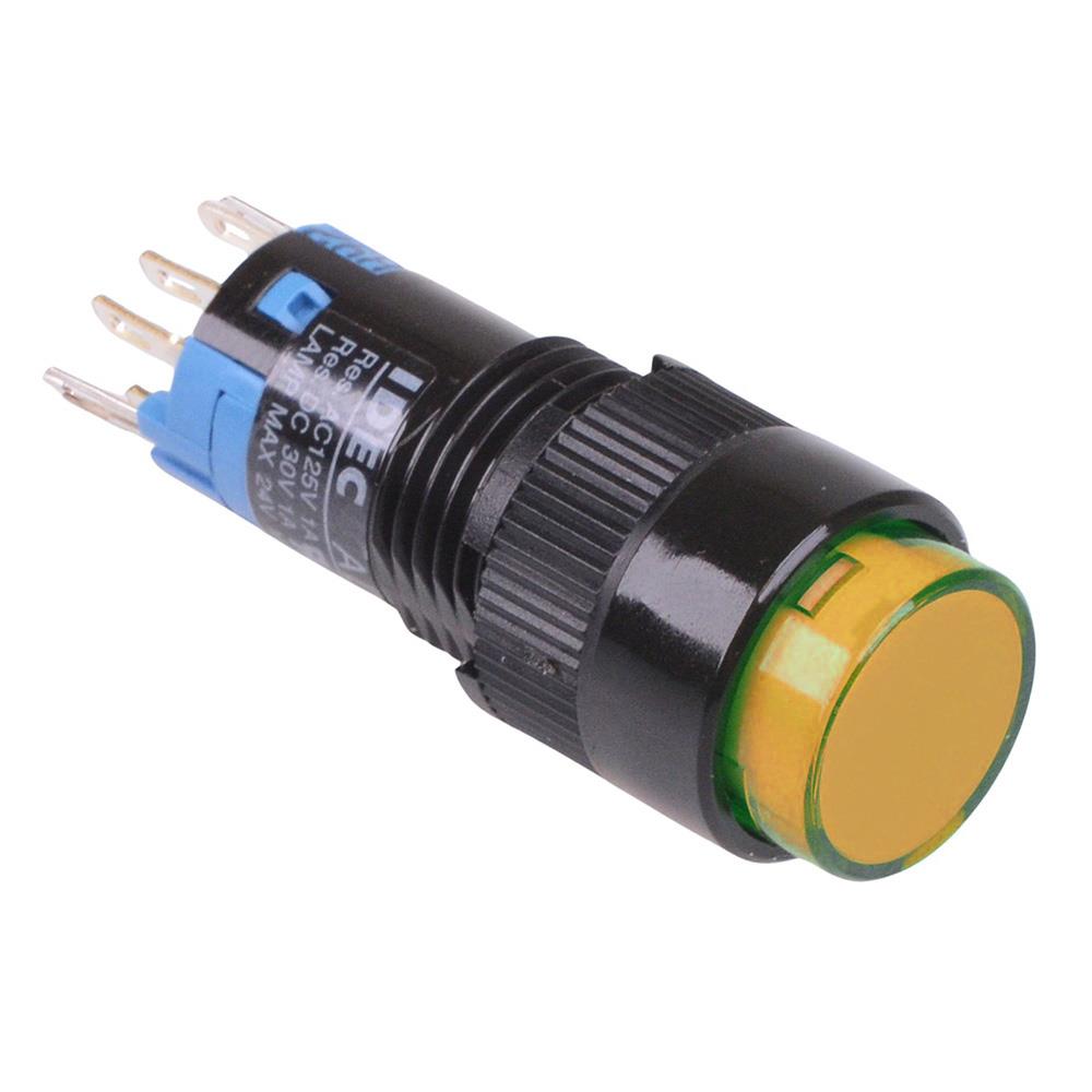 AL2M-A21PA Amber 12mm Latching Round illuminated Push Button Switch IP65 DPDT